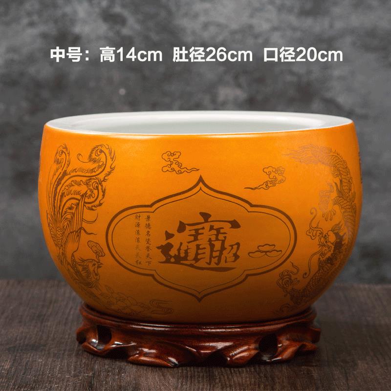 高档聚宝瓷盆摆件景德镇陶客厅玄关鱼财缸装饰招进宝吉财乔迁开业