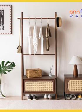 木20帽25年新款黑胡39641桃木多功能室落地衣架挂衣架中式实卧衣架