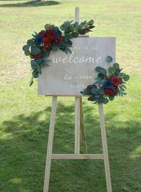 西式拱花18044礼创意仿门真花布宴会水牌婚花指示牌迎宾牌花置背