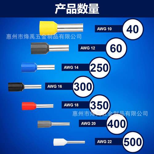 跨境1900PCS盒装 ve管型端子预绝缘冷压接线端子压接端子套件