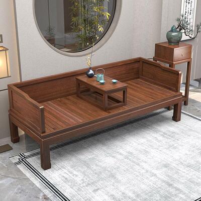 罗汉床新中式实木小户型禅意卧榻明式家具白蜡木推拉沙发床榻家具