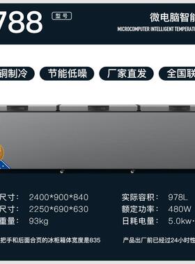 珠峰超市卧式冻肉冰柜冷藏冷冻柜节能冷柜囤货全冷冻三门节能爆款