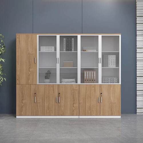 实木文件柜带锁小柜子档案橱简约现代办公室老板桌配套书柜资料柜