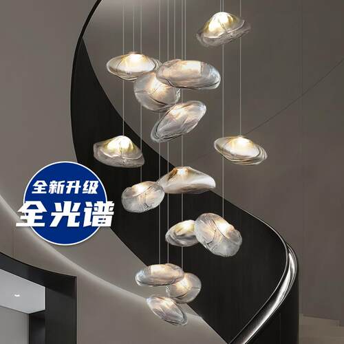 复式楼梯吊灯设计师玻璃云朵长线吊灯loft挑空公寓别墅客厅餐厅灯