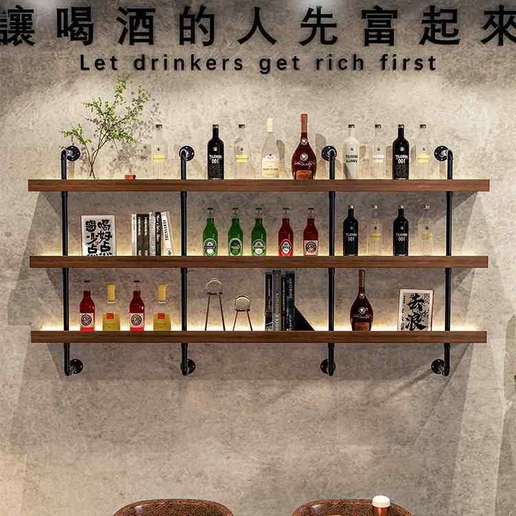 工业风酒吧烤店吧台壁挂式红酒烧墙铁艺置物985厅架客餐置物上架