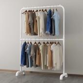 HX晾衣架双层落地单杠折叠家用简单小型衣架省空间三层儿童衣服挂