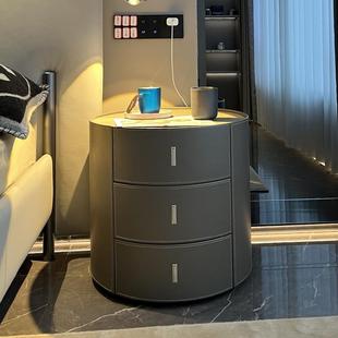 奢意式 059型柜轻网红沙发设计师 马极简鞍皮床头柜小户卧室床边FY