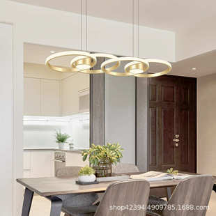 餐厅吊灯现代简约北欧风格 餐桌吧台灯具 金色铝材大气家用创意个性
