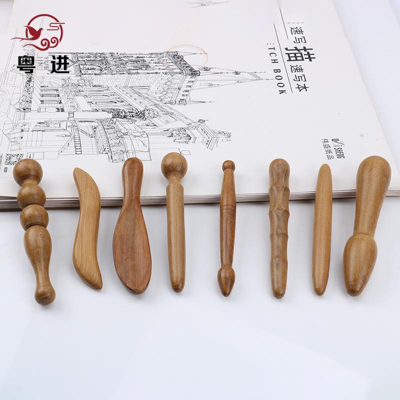 越南檀香木按摩点穴棒刮痧实木质按摩新款点穴笔葫芦波浪形定制