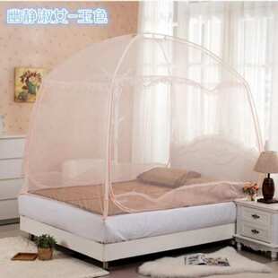 三开u蒙古包型新品摔加高门儿其有底家用双人童防拉链蚊帐