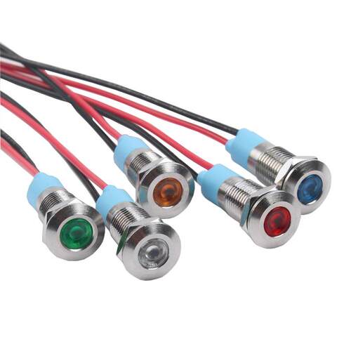 金属指示灯LED信号灯6mm 8mm10mm12mm通用防水指示灯6V12v24v220V