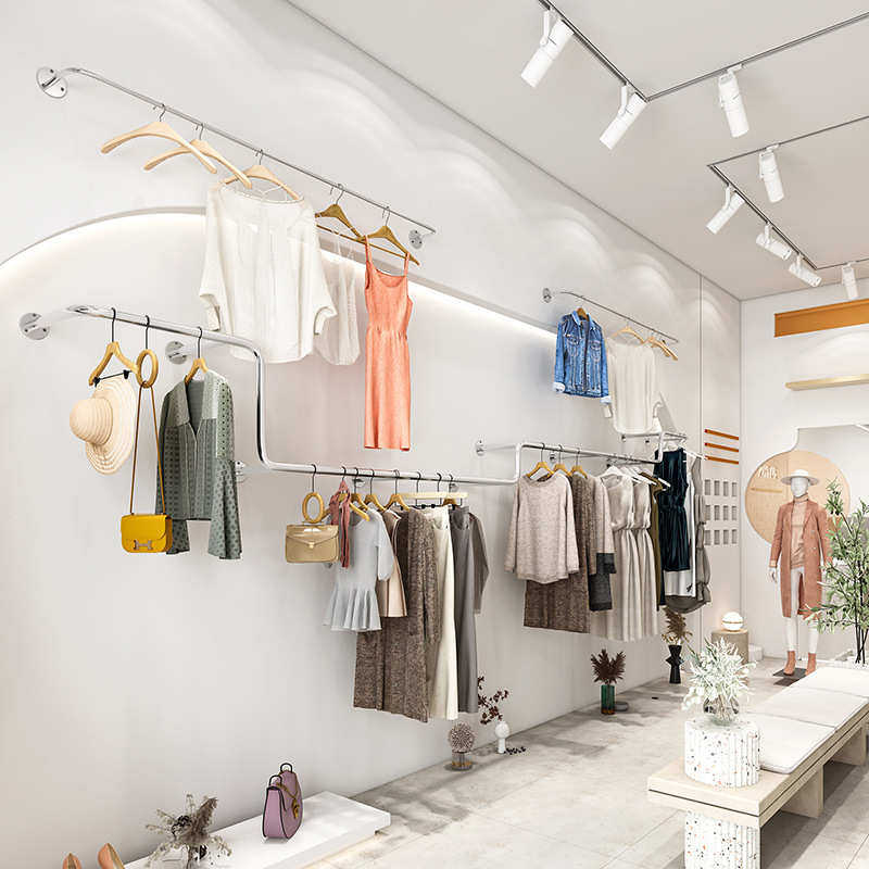 服装店展示架不锈钢上墙壁挂架女装店专用衣服挂衣架童装陈列货架