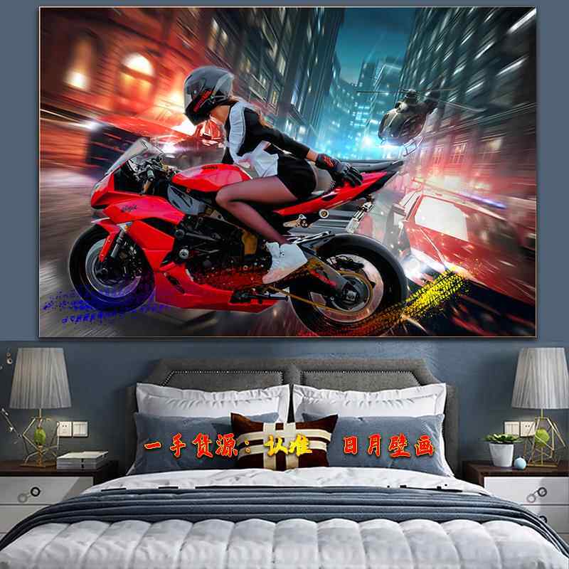 3d复古怀旧壁画ktv酒吧工业风墙纸性感美女车模摩托汽车店无纺布