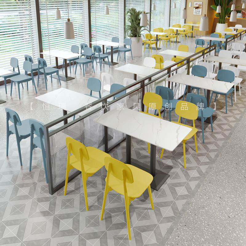 员工食堂餐饮桌椅组合商用岩板饭店快餐小吃店餐厅学校奶茶店桌椅