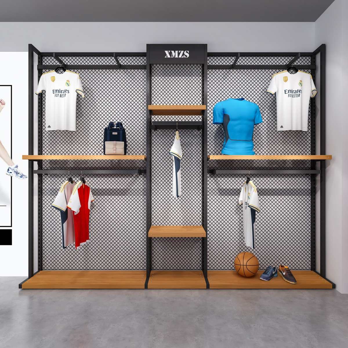 户外运动背网服装店衣服展示架陈列架落地式网格男装货架挂衣架子