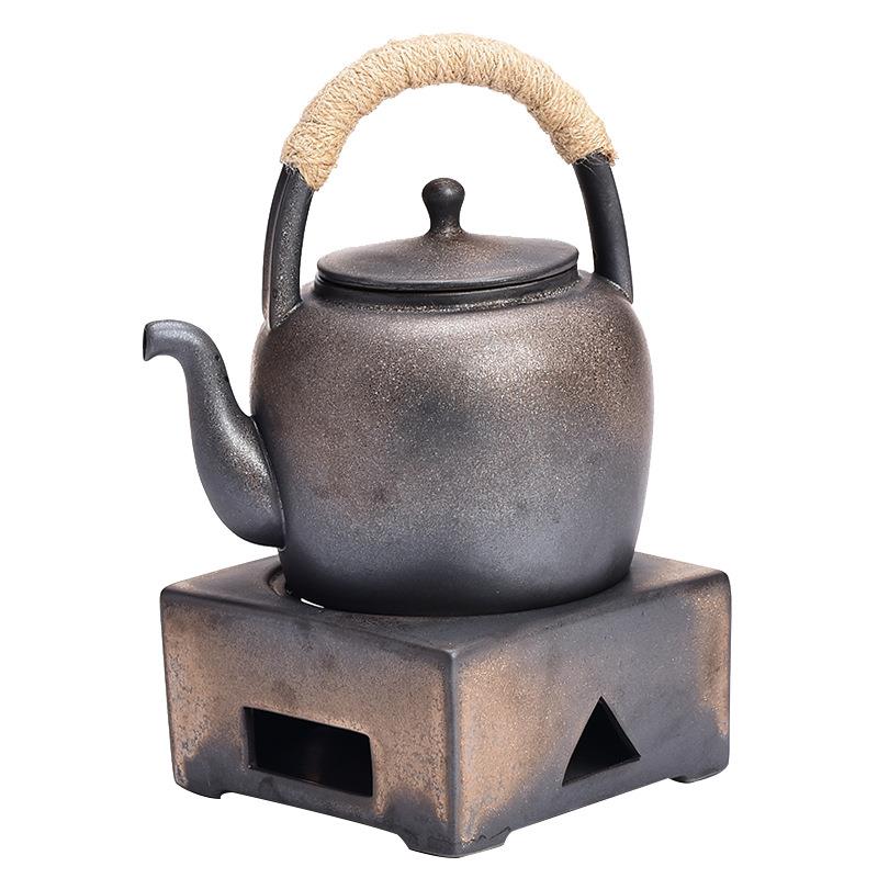粗陶温茶炉日式茶壶套装陶瓷煮茶炉家用简约蜡烛加热底座泡茶器