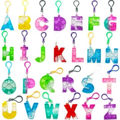 Mini pop it bubble Letter Keychain PopIt Fidget toy英文字母