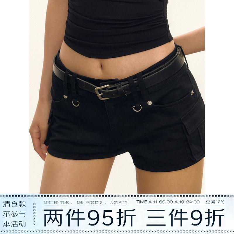 Ariseism 美式复古黑色牛仔短裤女2026夏季新款百搭显瘦辣妹热裤
