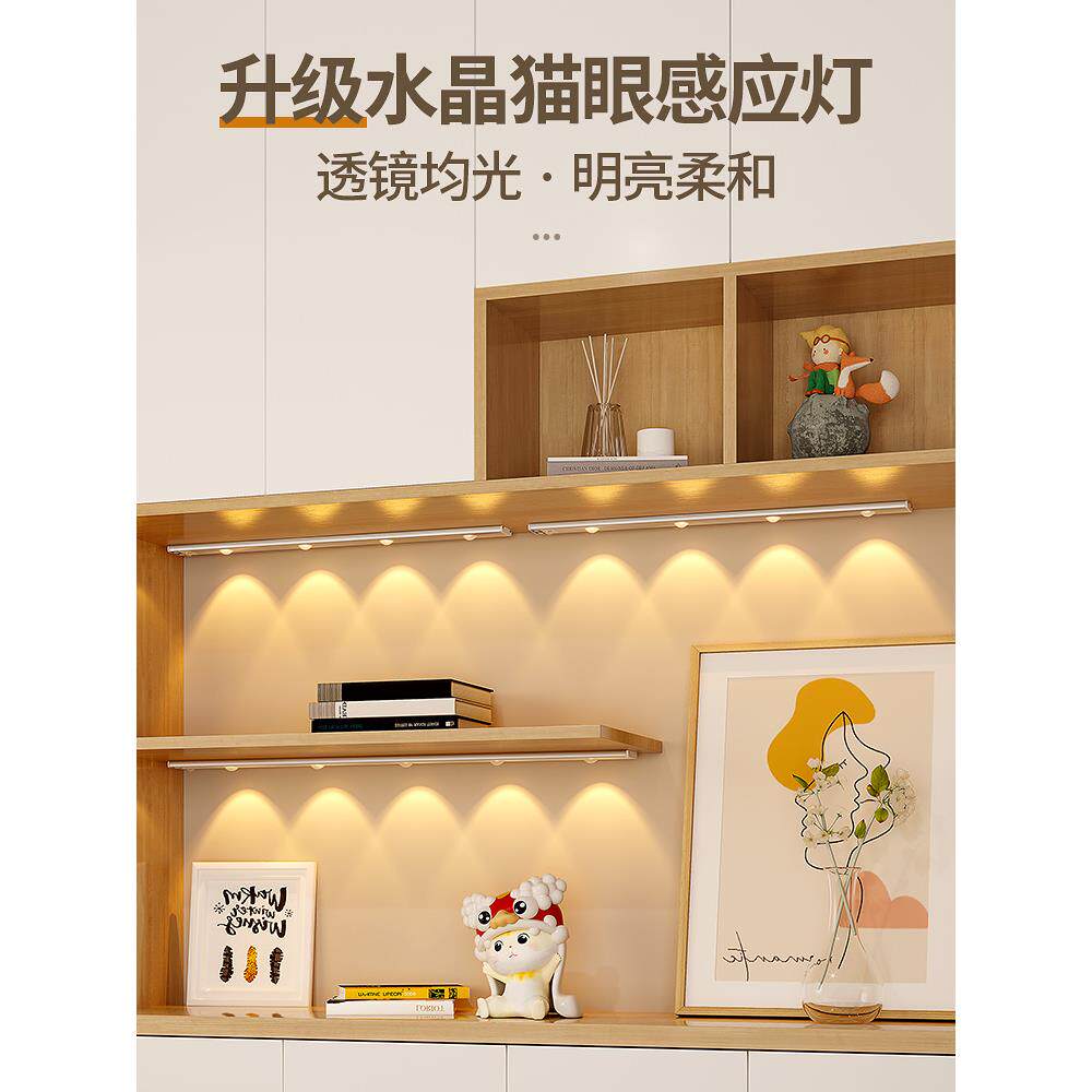 LED橱柜灯带充电式款灯条自粘无线宿舍衣柜子磁吸展示柜书柜吊柜