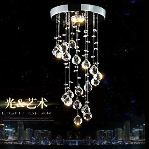 酒店现简约螺旋吊线水晶灯圆形LED阳台灯过道走廊玄关灯具