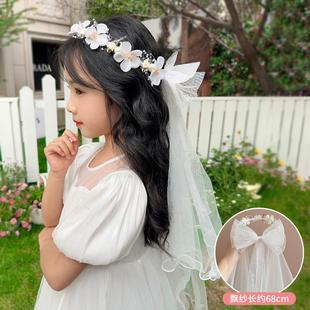 儿童可爱仙女花环头饰小女孩公主发饰女童公主裙头纱宝宝簪花发箍