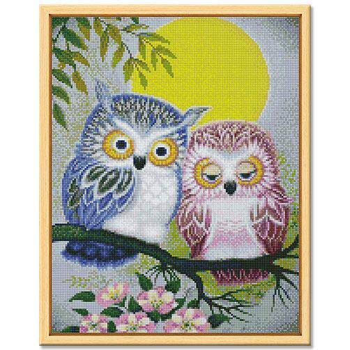 欧式带框得艺钻石画萌宠动物猫头鹰系列居家客厅卧室摆件装饰画