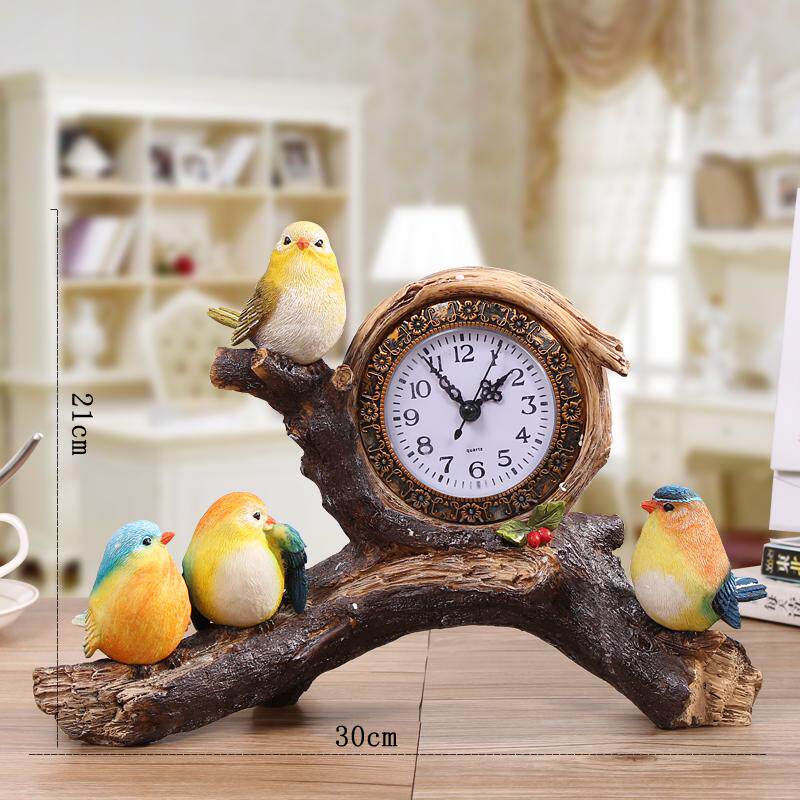 装饰家居时尚钟表座钟创意个性小鸟台钟客厅卧室床头静音时钟摆件