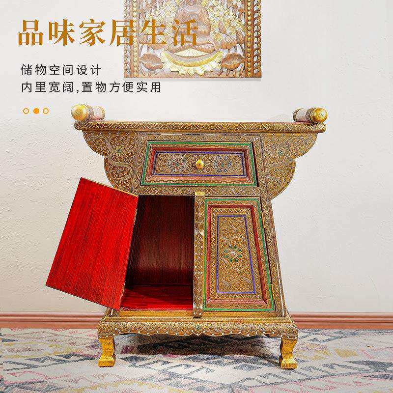 泰国手工实木玄关柜泰式装饰柜子雕花客厅玄关桌子东南亚风格家具