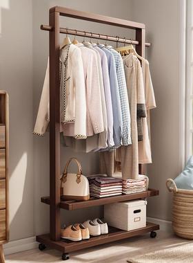 挂衣架落地卧室简易置衣架子可移动室内家用挂衣服民宿实木衣帽架