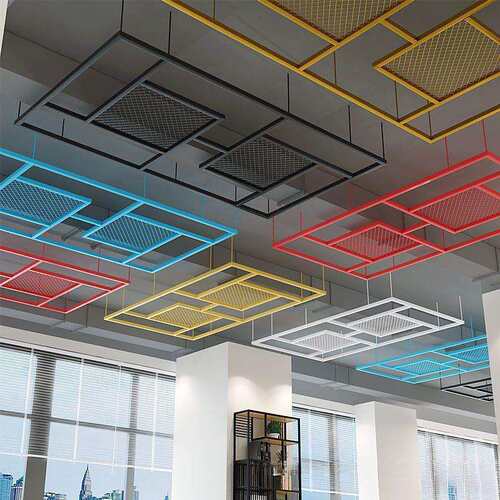 餐厅酒吧天花板铁艺屏风工业风木条复古吊顶墙面网格展厅装饰镂空