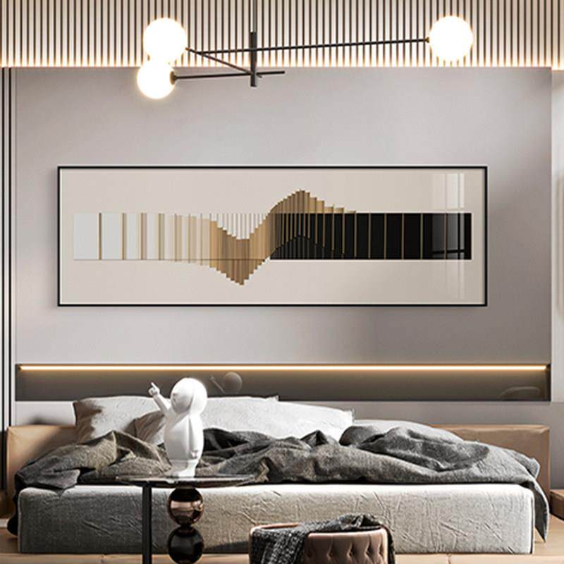 轻奢意式横版卧室装饰画高级感房间主卧床头挂画极简抽象客厅壁画