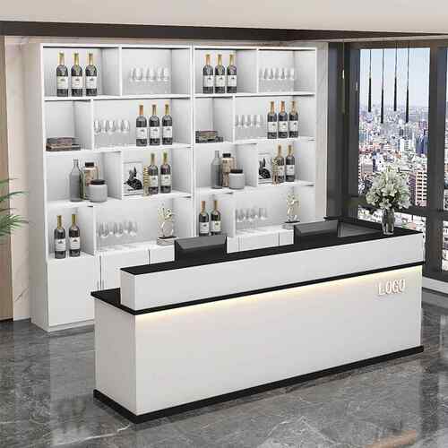 超市收银柜台转角吧台柜落地酒柜组合餐厅酒店前台桌接待台商用柜