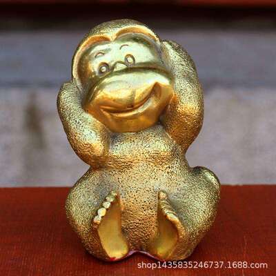 宇卓铜器 四不猴 纯铜猴子 不看 不听 不说 不做家居办公桌面摆件