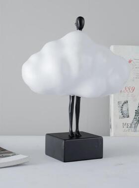 现代简约座白云朵人物摆件金属底色售GD-A531楼板处前台样房家居