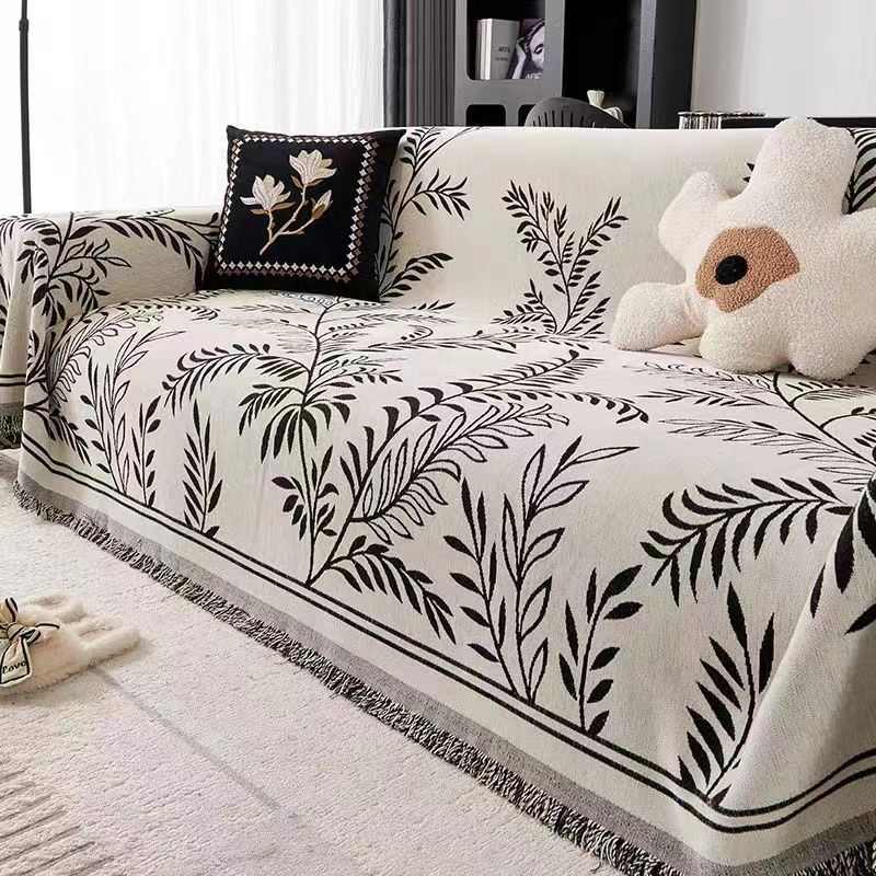 欧风柳叶沙发双面轻罩防奢发套防尘巾抓沙北盖布猫通用毯四季沙发