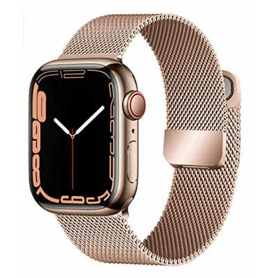 适用apple watch表带iwatch7米兰尼斯不锈钢金属磁吸苹果手表表带