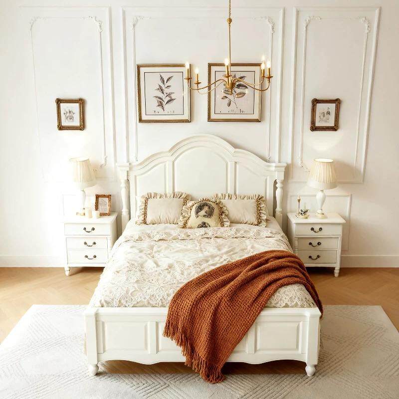 美式乡村全实木床主卧1.8原木家具欧式简约高箱储物复古小美双人