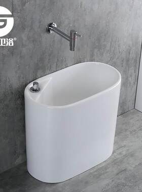 陶瓷拖把池椭圆形墩布池家用阳台小号拖把盆迷你水槽化妆室拖布池