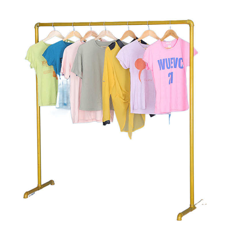 立式衣架服装展示水管晾衣架单杠落地式儿童装简易中岛挂衣架铁艺