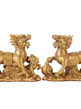 新款直销 腾云麒麟工艺品 居家装饰 铜戏珠麒麟摆件