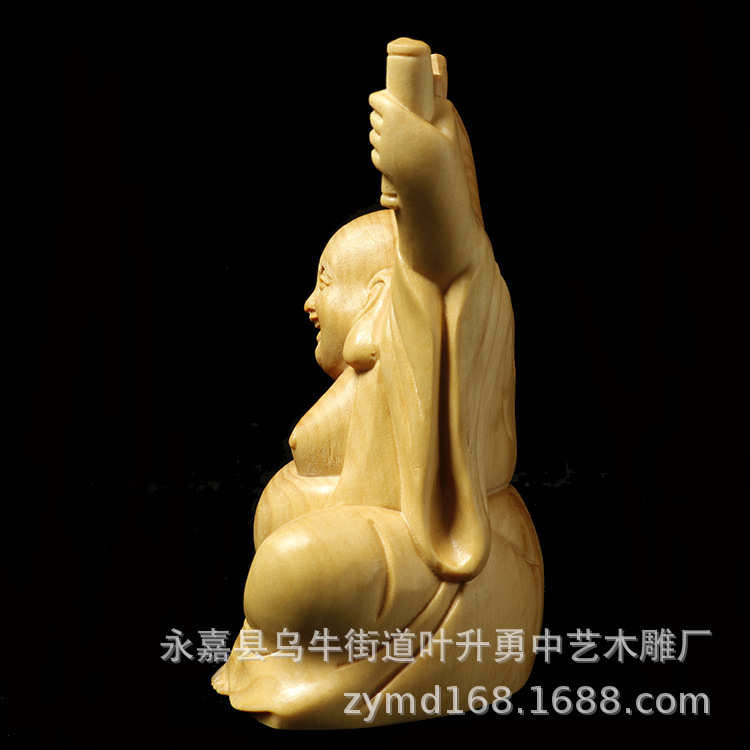 黄杨木雕刻木质汽车工艺品摆件文玩礼品家居饰品人物弥勒出入平安