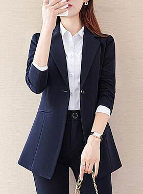 大码中长款职业西装女春秋200斤胖mm加肥加大显瘦正装西服套装OL
