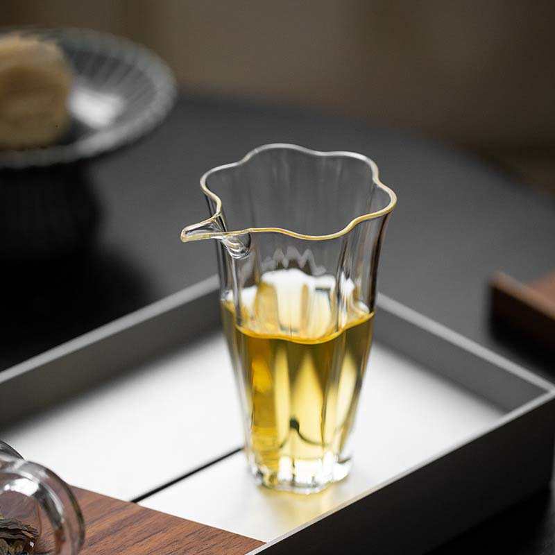 玻璃公道杯无由简约日式公杯耐高温高硼硅花瓣分茶器高级透明茶海