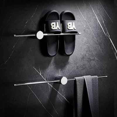 全铜75巾架极简杆高端奢壁挂卫生间浴巾架毛浴室一轻字毛巾挂杆单