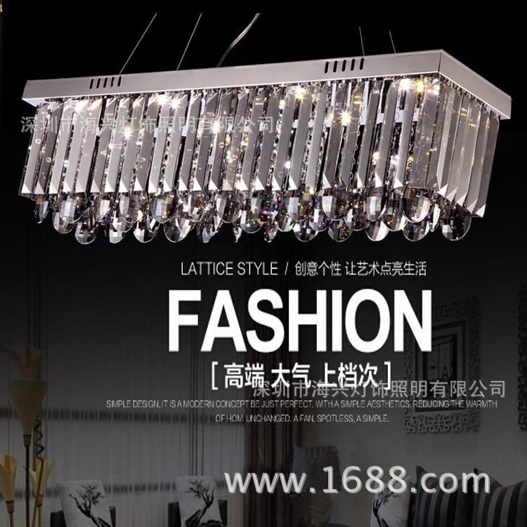 长方形水晶吊灯LED餐厅灯现代简约餐厅吊灯创意吧台过道灯具