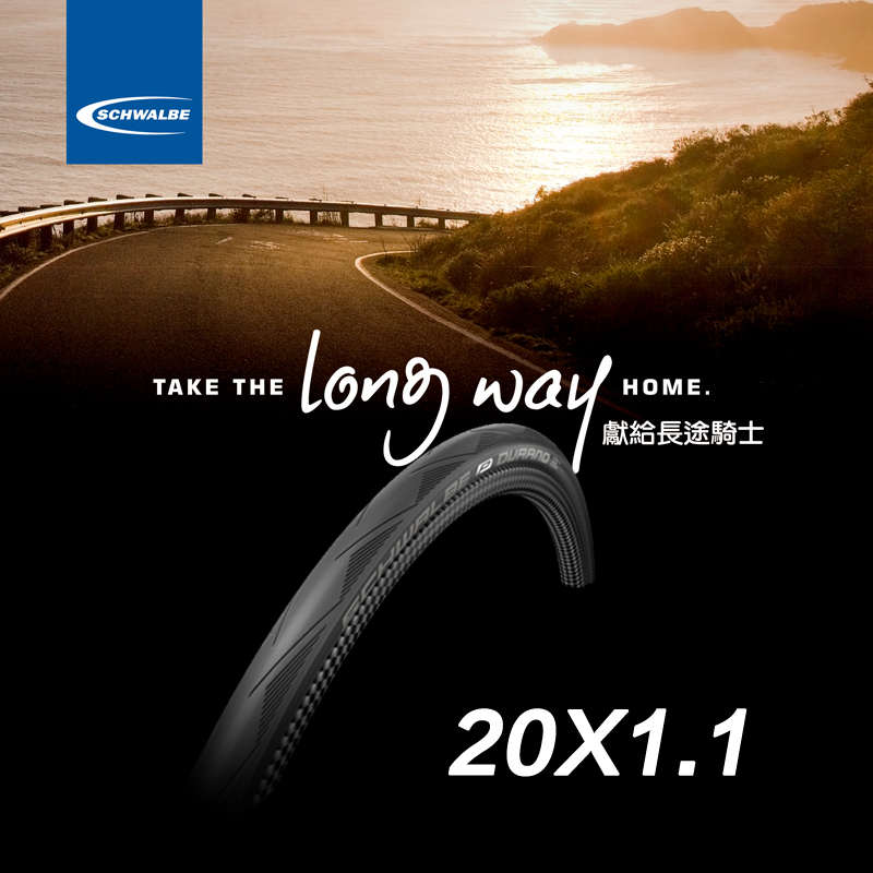 进口schwalbe小轮折叠车20X1.1/8高速防刺光头外胎轮胎406 451