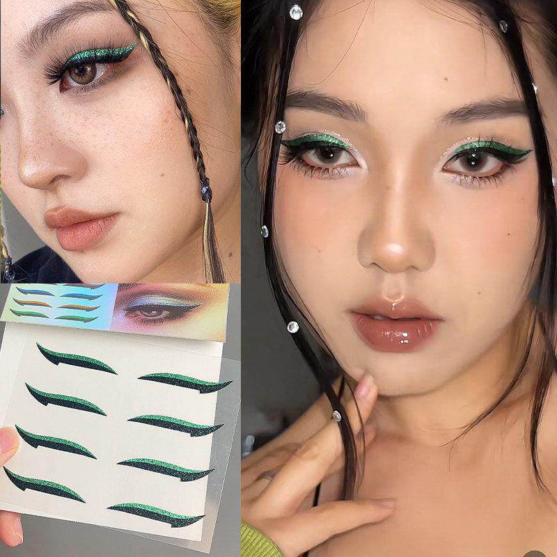 眼影眼线贴欧美截断式爆闪钻石装饰贴片音乐节眼影贴彩色眼线贴纸