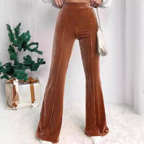 High waisted corduroy flared pants for women, wide leg