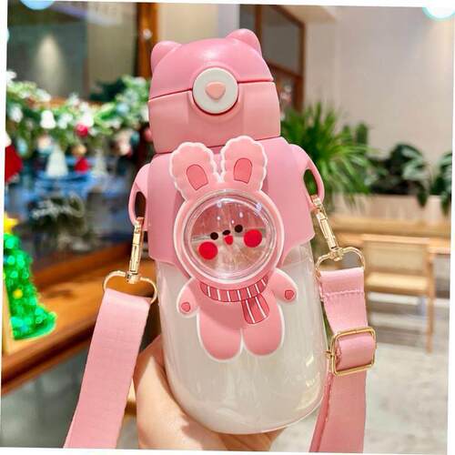 680ML Kids Water Bottle with Straw for Children Girls School