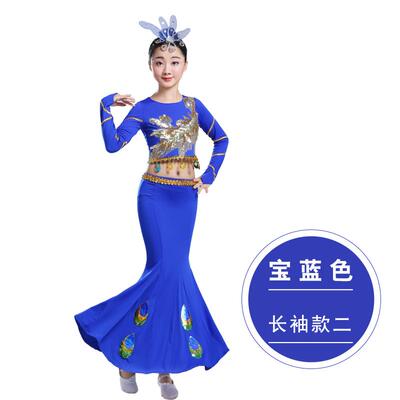 高档族傣族童服儿装女孔雀舞女童少民表演肚皮舞蹈服鱼尾裙演出儿